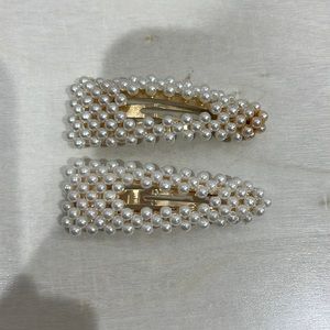 Pearl and Gold Hair Clips